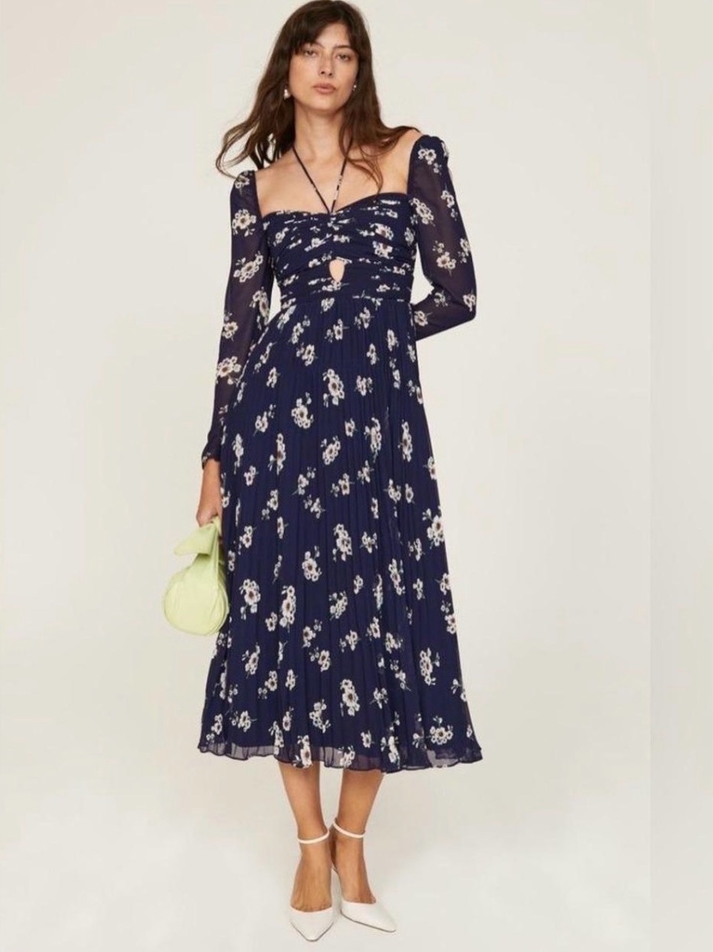 Self-Portrait Pansy Print Chiffon Cut Out
Midi Dress Floral US 0